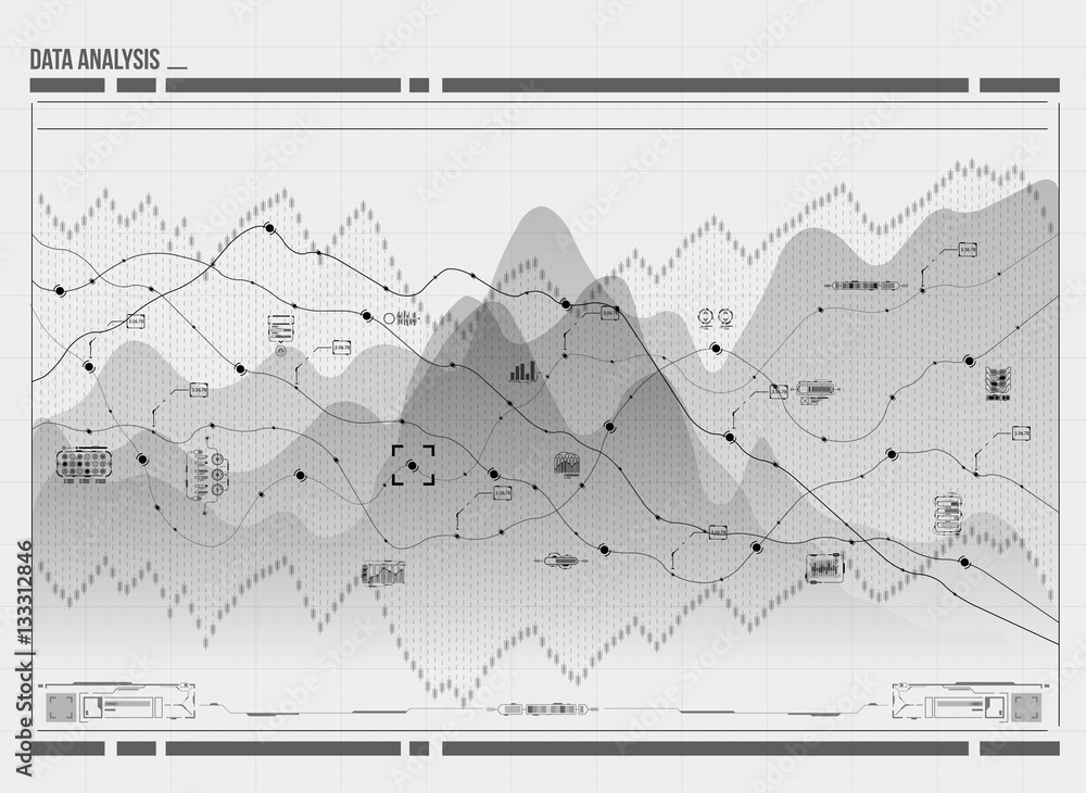 Poster data analysis visualization. futuristic infographic. information aesthetic design. visual data compl