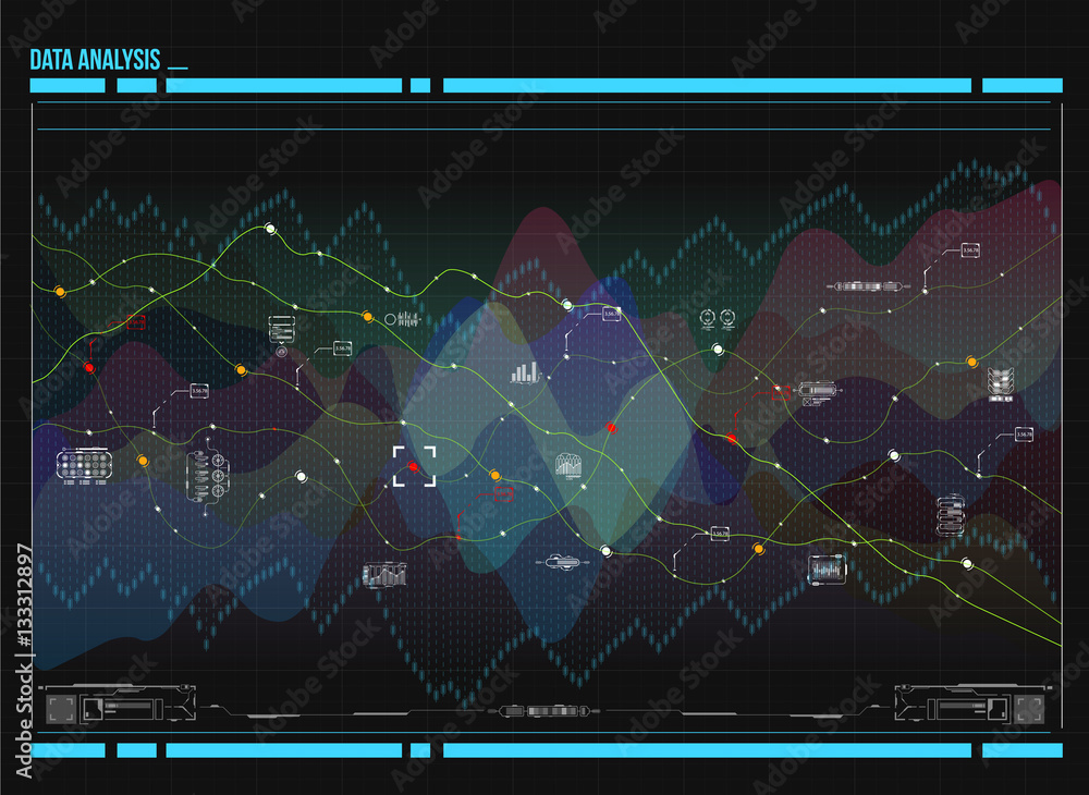 Poster data analysis visualization. futuristic infographic. information aesthetic design. visual data compl