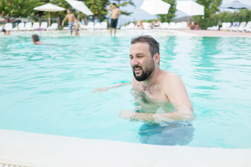 Man on pool