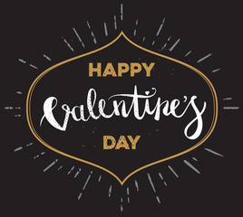 Happy Valentines Day Hand Drawing Pen Brush Lettering. Vector.