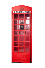 Obraz premium vintage phone booth isolated on white. Telephone box. Retro call box