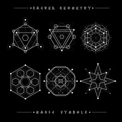 Sacred geometry signs. Set of symbols and elements. Alchemy, religion, philosophy, spirituality, hipster symbols and elements. geometric shapes