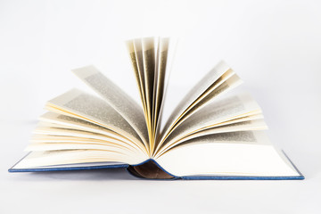Isolated open book in blue cover