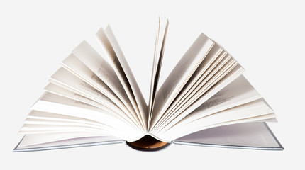 Isolated open book in gray cover