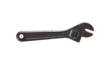 old black wrench isolated on white background