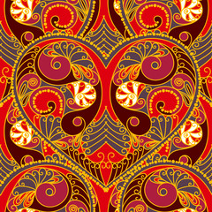 Valentine's day seamless pattern with  red hearts