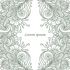 Vector card template with floral pattern.
