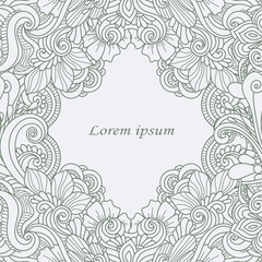 Vector card template with floral pattern.