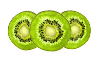 Beautiful slices of fresh juicy kiwi isolated on white backgroun
