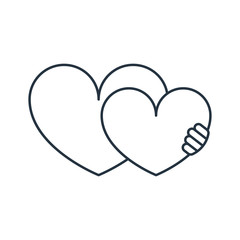 Heart hug isolated line icon on white background