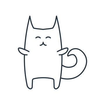 Cat Hugs isolated line icon on white background