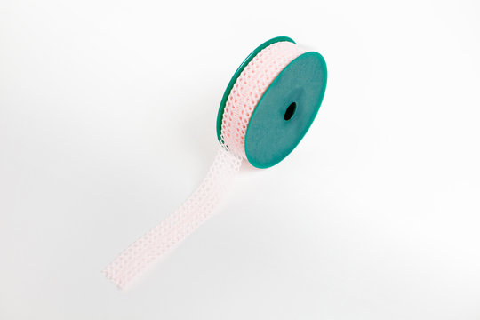 satin ribbon rolls isolated on white background