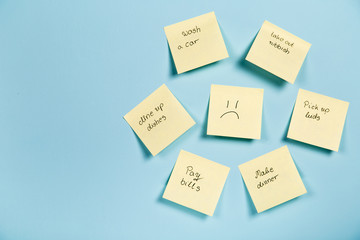 Blue Monday! - The most depression day of the Year. Yellow sticky stickers notes post-it. - 133314885