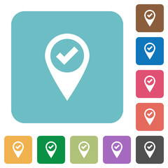 GPS map location ok rounded square flat icons