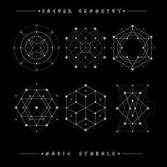 Sacred geometry signs. Set of symbols and elements. Alchemy, religion, philosophy, spirituality, hipster symbols and elements. geometric shapes
