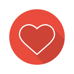 Heart flat linear long shadow icon
