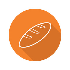 Bread flat linear long shadow icon.