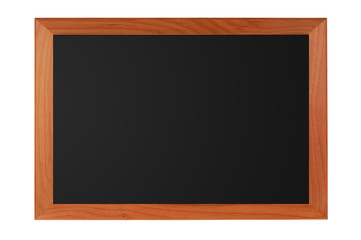 Blank blackboard with wood frame isolated on white background