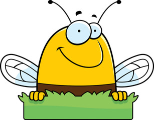 Cartoon Bee Grass Sign