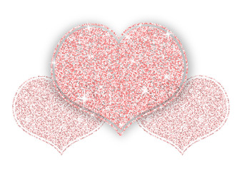 Pink Gold Shining Glitter Heart for a Valentine Day on White Background. Can be used for Love Letter, Card, Valentines day Celebration, design, etc.