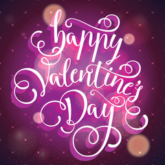 lettering by hand happy Valentines day greeting card backgroun