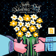 vector illustration of silhouettes of hands of lovers, Valentine