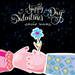 vector illustration of silhouettes of hands of lovers, Valentine