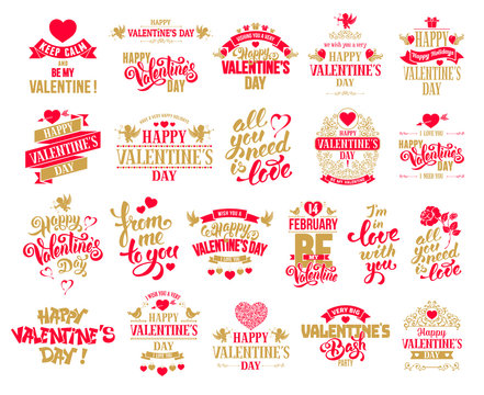 Valentines Day badges set