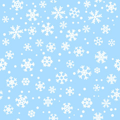 Blue seamless winter snowflake pattern. Christmas vector design