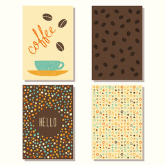 Coffee theme. Hand drawn doodle sketch coffee backgrounds collec