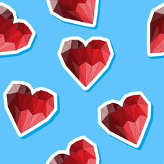 Obraz na płótnie Canvas Polygonal heart. Love, wedding or valentines day seamless backgr