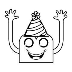 monster comic character with party hat icon vector illustration design