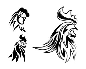 Abstract Black And White Rooster Head Symbol Logo