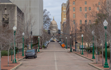 Downtown Jackson, Mississippi with the state capitol - obrazy, fototapety, plakaty