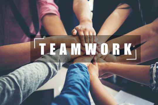 Teamwork togetherness collaboration, business teamwork concept.