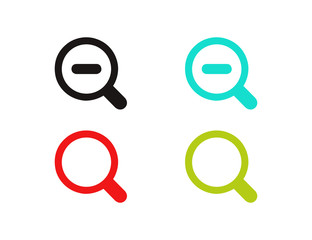 Vector flat magnifier glass set icons