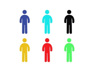 Vector flat colorful set of man standing icons