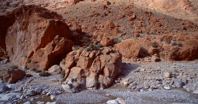 Aerial, Gorges Du Todra, Todra Gorge, Morocco. Graded and stabilized version. Watch also for the native material, straight out of the camera.