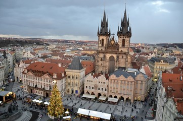 Obraz premium Architecture from Prague in Christmas and cloudy sky