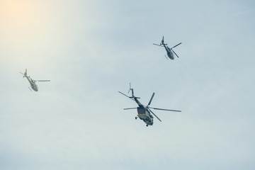 Military helicopters flying 2