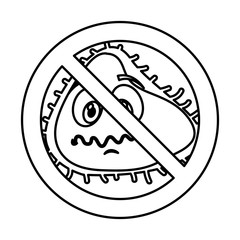 bacterium comic character with denied sign icon vector illustration design