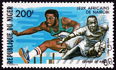 Postage stamp Niger 1977 Hurdles, African Games, Nairobi