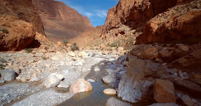 Aerial, Gorges Du Todra, Todra Gorge, Morocco. Graded and stabilized version. Watch also for the native material, straight out of the camera.
