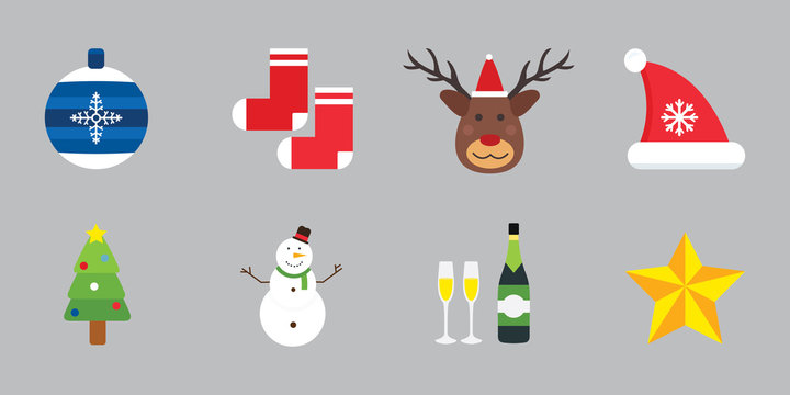 Christmas holiday icons vector set.