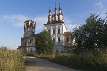 Destroyed Church Christ Resurrection in village Varnitsy, Totemsky, district, Vologda region, Russia