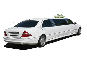 Obraz na płótnie Canvas white wedding limousine isolated