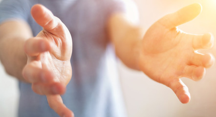Businessman showing his empty hand