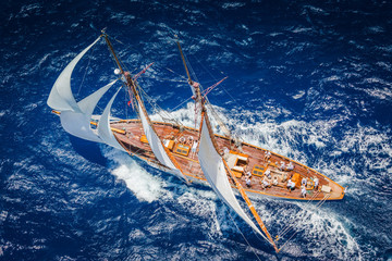 aerial classic yacht