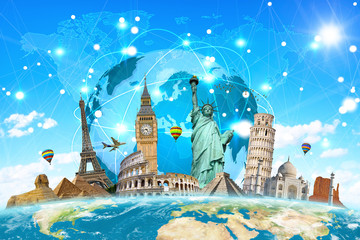 Famous landmarks of the world connected to each other