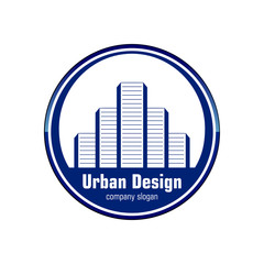 urban design logo logotype building construction house blue company